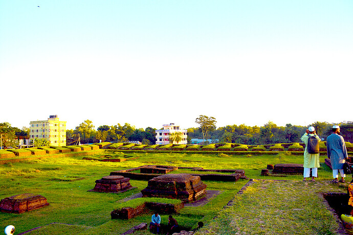 Excavated brick monastery with surrounding monk cells